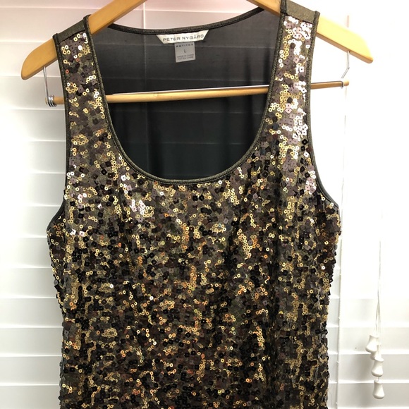 Evening sleeveless blouse gold sequence - Picture 1 of 5